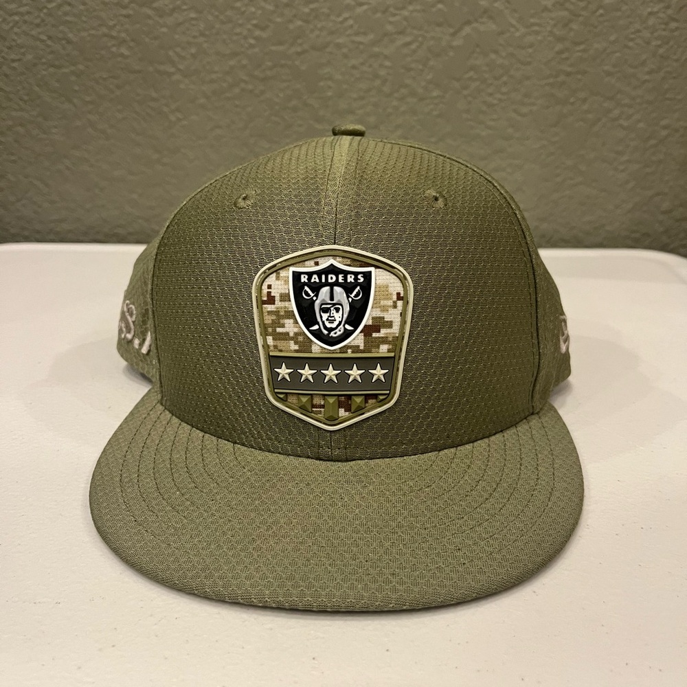 New Era 59Fifty Las Vegas Raiders Fitted Hat Military Green 7 1/2